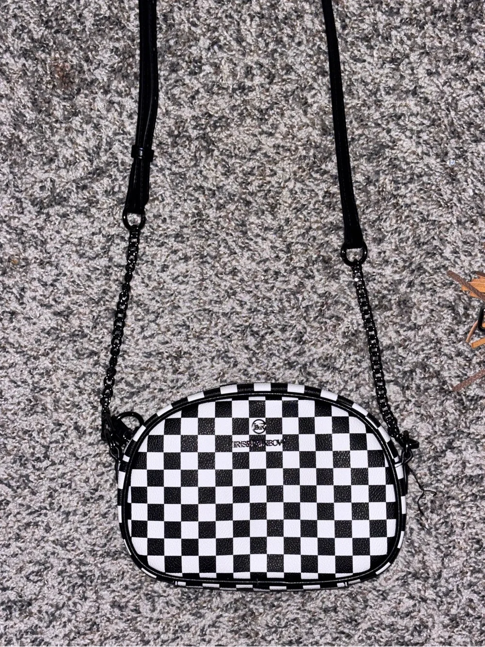Iris&Rainbow Balck and white checkered print small crossbody clutch style